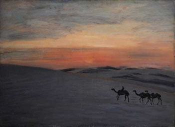 藤島武二筆『蒙古の日の出』画像