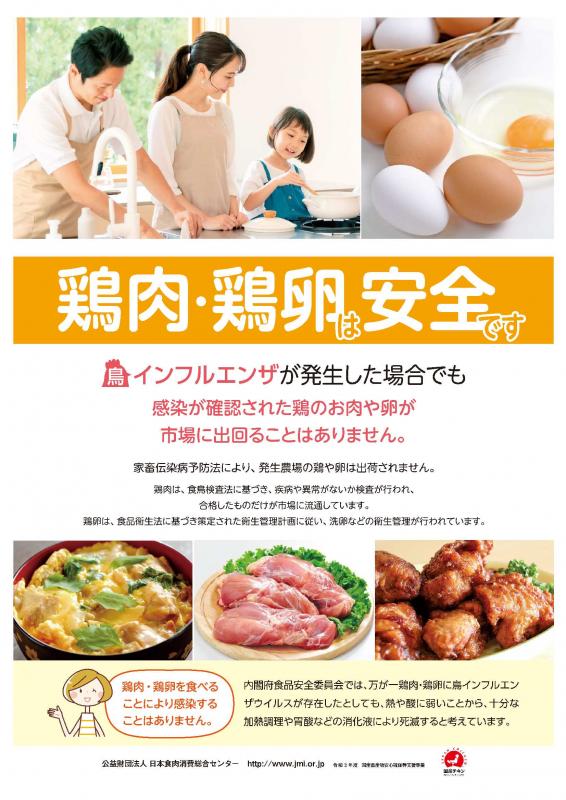 鶏肉・鶏卵は安全です