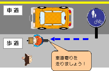 歩道よりを走ろう