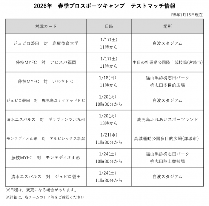 テストマッチ情報