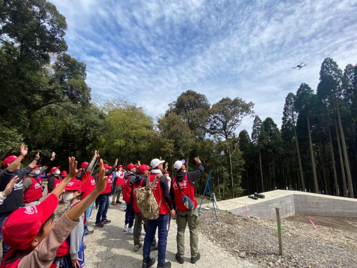 林業ドローン実演