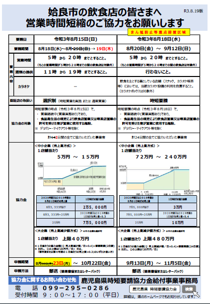 姶良市の飲食店の皆さまへ