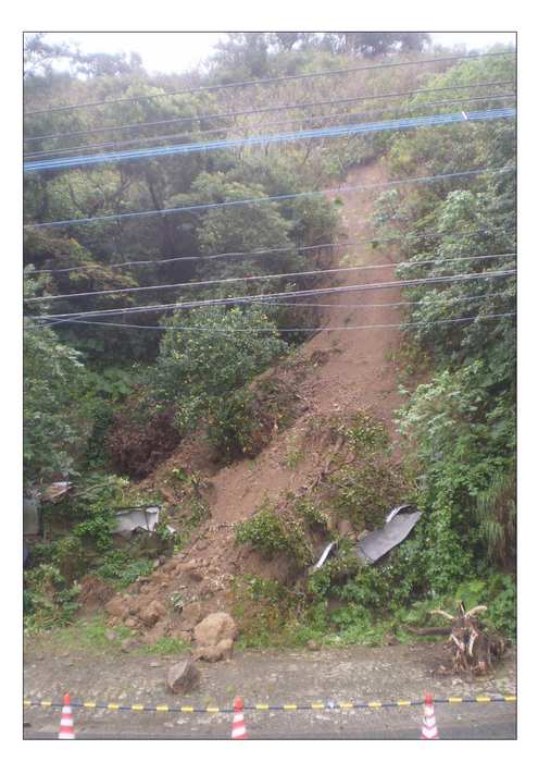 奄美市小浜地区で平成21年11月13日に発生した地すべりの写真