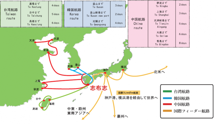 志布志港定期航路図