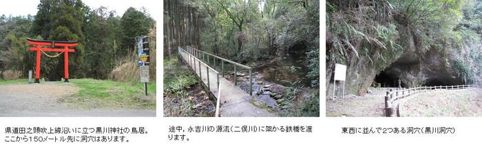 黒川神社の鳥居と東西に並んで2つある洞穴