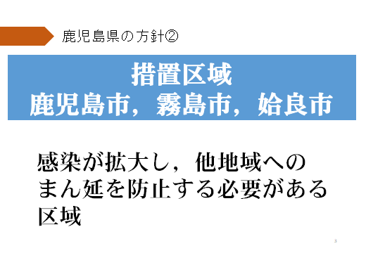 3ページ：措置区域は，鹿児島市，霧島市，姶良市です