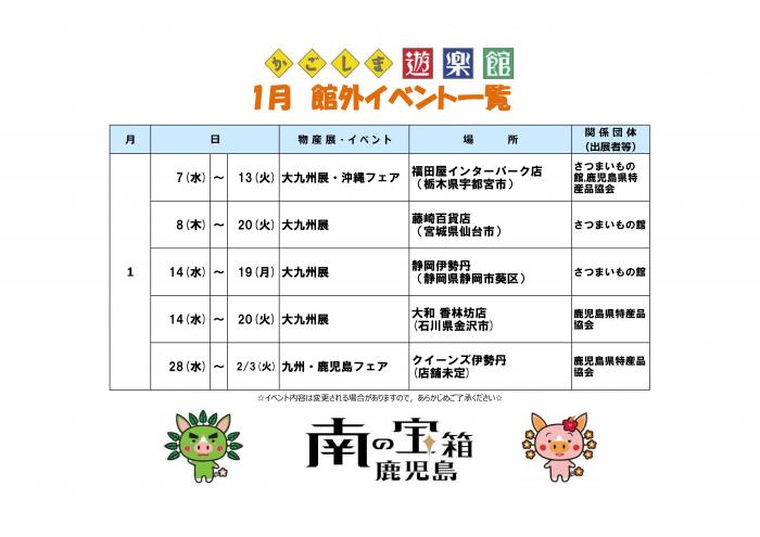 1月イベントカレンダー（館外）